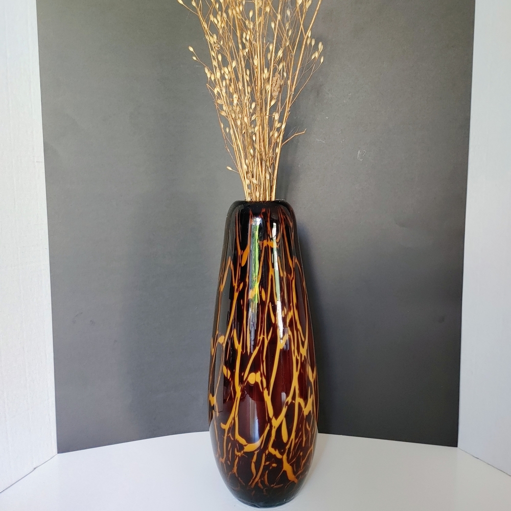 Vintage Mikasa Desert Dance Vase | Hand Blown Cased Glass | 14" Tall